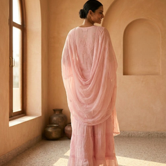 Readymade Viscose Georgette Pink Garara Set