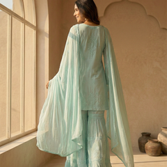 Viscose Georgette Aqua Blue Garara Set