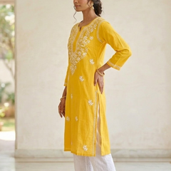 Yellow Rayon Long Kurti