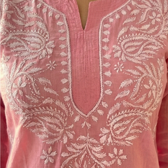 Pink Readymade Cotton Short Kurti