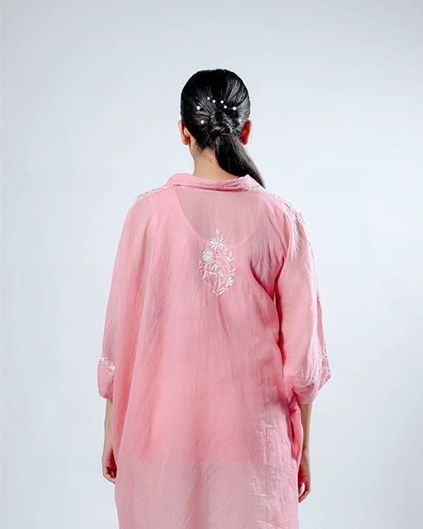 Light Pink Mulchanderi Kaftan