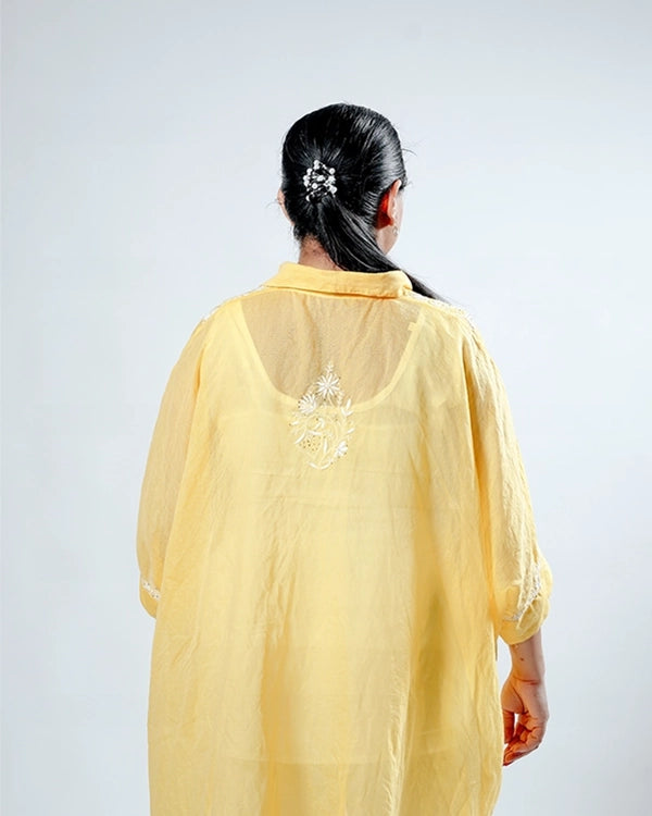 Dark Yellow Mulchanderi Kaftan