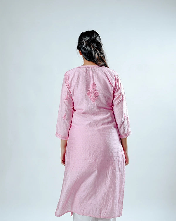 Blush Royale Chanderi Kurta with Chikankari Work