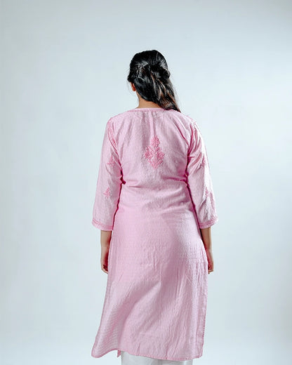 Blush Royale Chanderi Kurta with Chikankari Work