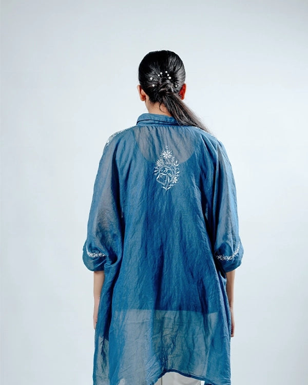 Royal Blue Mulchanderi Kaftan