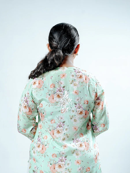 Readymade Divine Flora Crepe Green Kurta