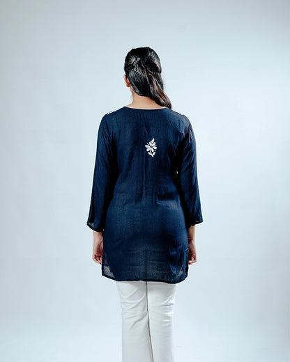 Heritage Black Rayon Short Kurti