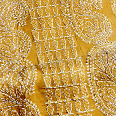 Mustard Yellow Chikankari Unstitched Suit Set