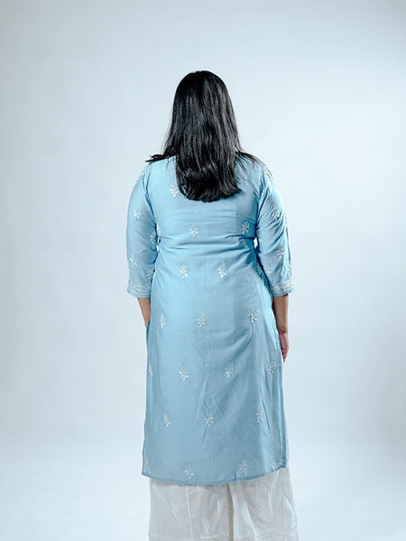 Royal Chanderi Chikankari Aline Kurti