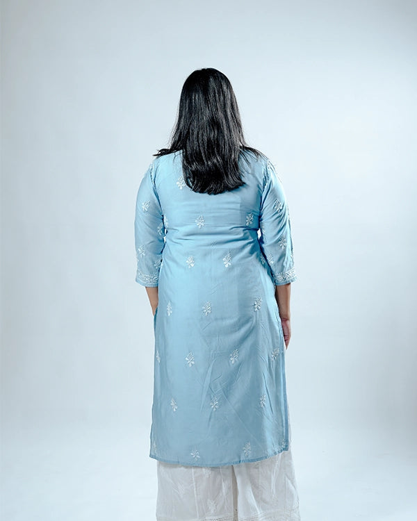 Royal Chanderi Chikankari Aline Kurti