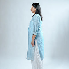 Royal Chanderi Chikankari Aline Kurti