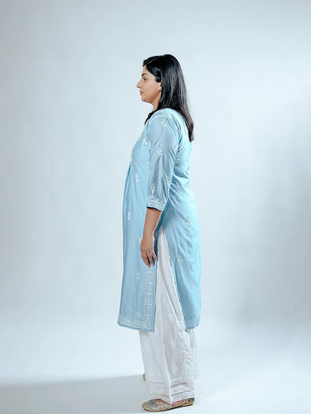 Royal Chanderi Chikankari Aline Kurti