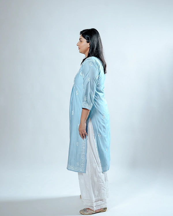 Royal Chanderi Chikankari Aline Kurti