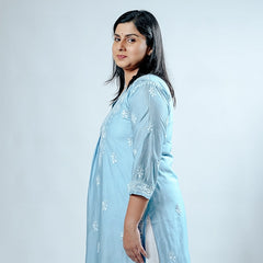 Royal Chanderi Chikankari Aline Kurti