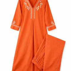 Orange Readymade Cotton Co-ord Set