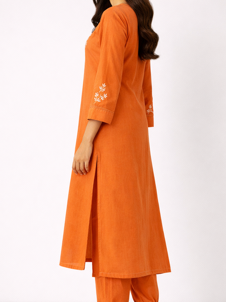 Orange Readymade Cotton Co-ord Set