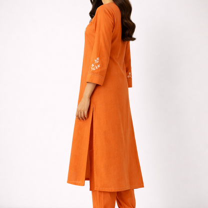 Orange Readymade Cotton Co-ord Set
