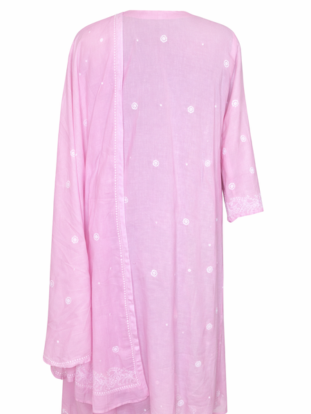 Cotton Pink Kurta Dupatta Set with Katdana Work