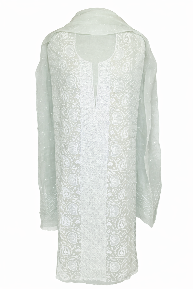 Organza Chikankari Unstitched Suit Set