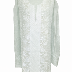 Organza Chikankari Unstitched Suit Set