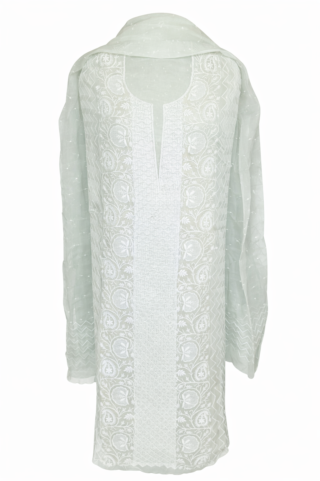 Organza Chikankari Unstitched Suit Set