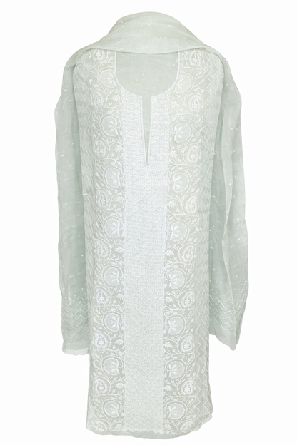 Organza Chikankari Unstitched Suit Set
