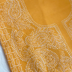 Mustard Yellow Chikankari Unstitched Suit Set