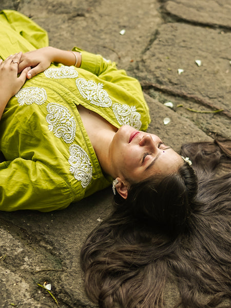 Green Readymade Cotton Co-Ord Set