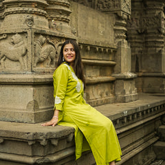 Green Readymade Cotton Co-Ord Set