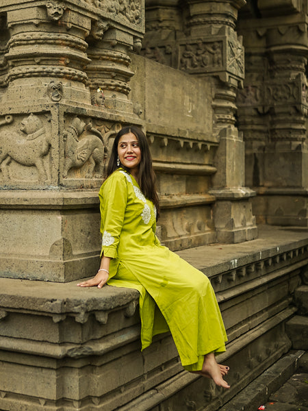 Green Readymade Cotton Co-Ord Set