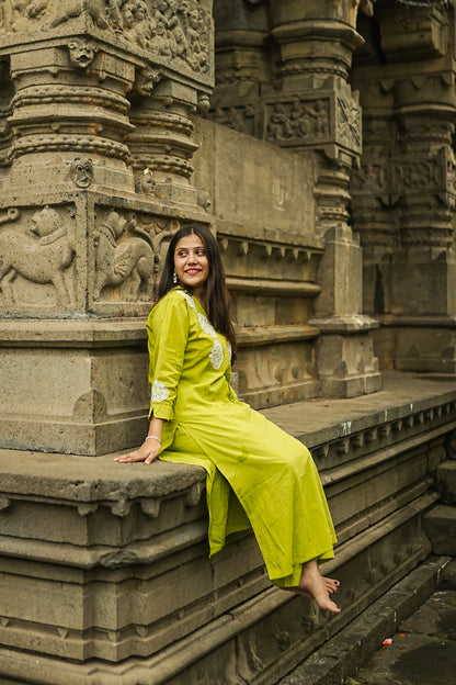 Green Readymade Cotton Co-Ord Set