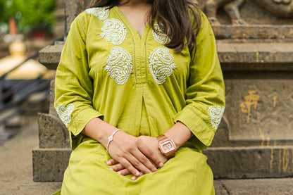 Green Readymade Cotton Co-Ord Set