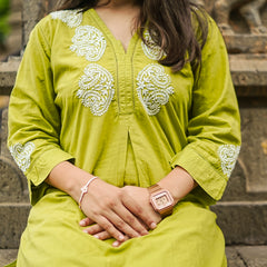 Green Readymade Cotton Co-Ord Set