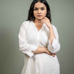 White Cotton Readymade Co-ord Set