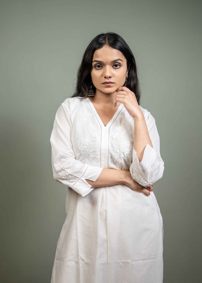 White Cotton Readymade Co-ord Set