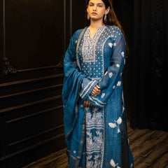 Mulchanderi Chikankari Suit Set with Katdana Detailing
