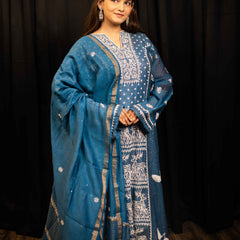 Mulchanderi Chikankari Suit Set with Katdana Detailing