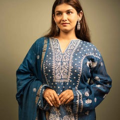 Mulchanderi Chikankari Suit Set with Katdana Detailing