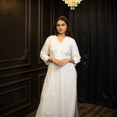 White Cotton Readymade Co-ord Set