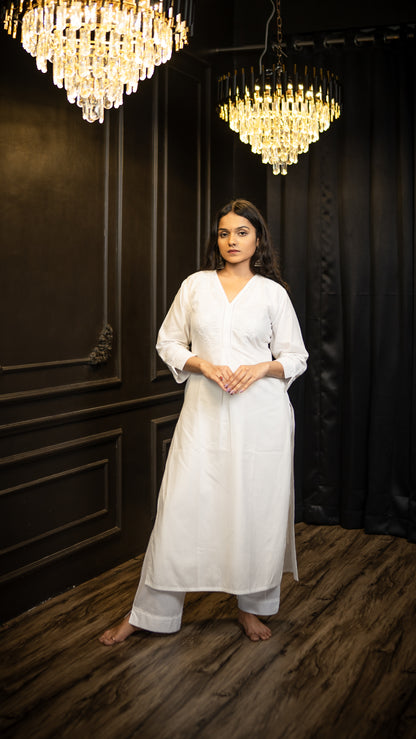 White Readymade Cotton Co-Ord Set