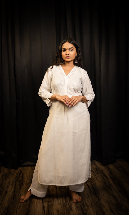 White Readymade Cotton Co-Ord Set