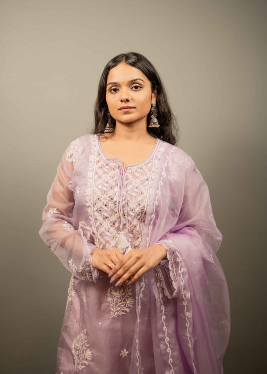 Organza Chikankari Suit Set