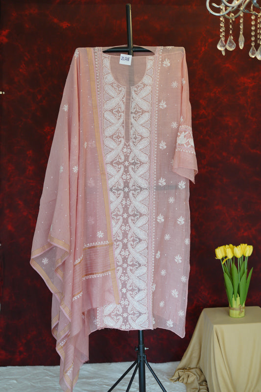 Pantone Seashell Pink Mulchanderi Suit Set