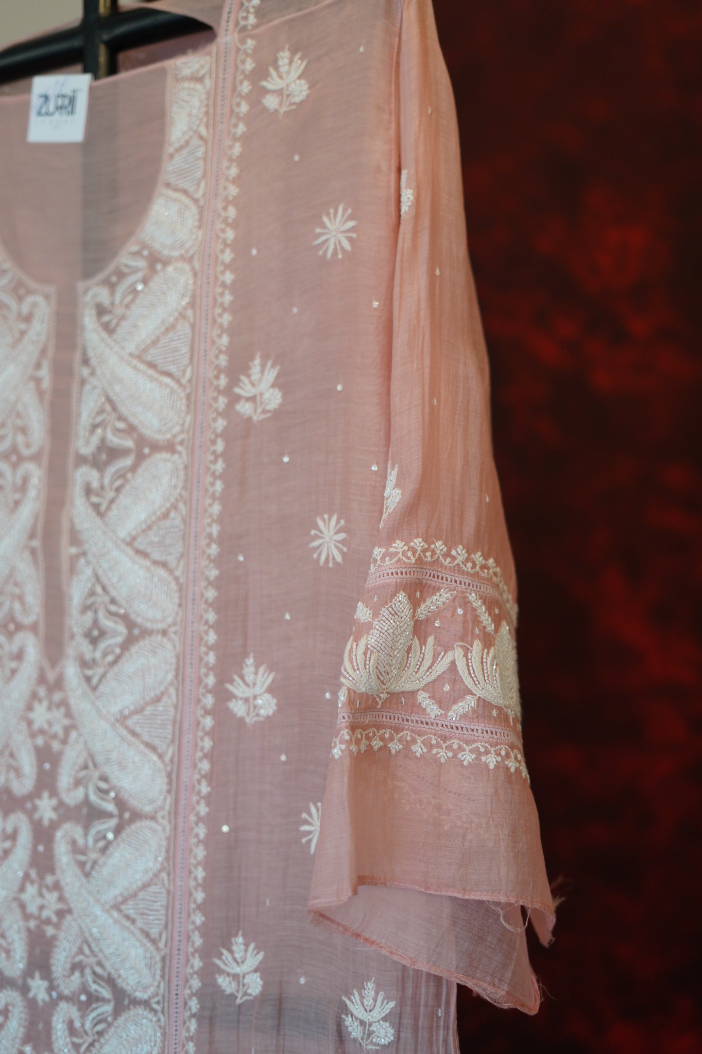 Pantone Seashell Pink Mulchanderi Suit Set