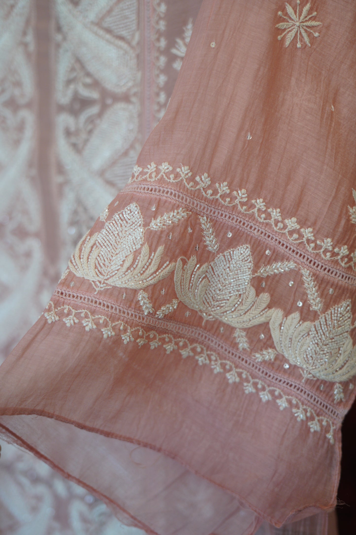 Pantone Seashell Pink Mulchanderi Suit Set