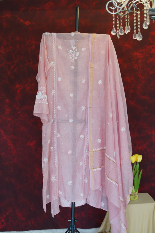 Pantone Seashell Pink Mulchanderi Suit Set