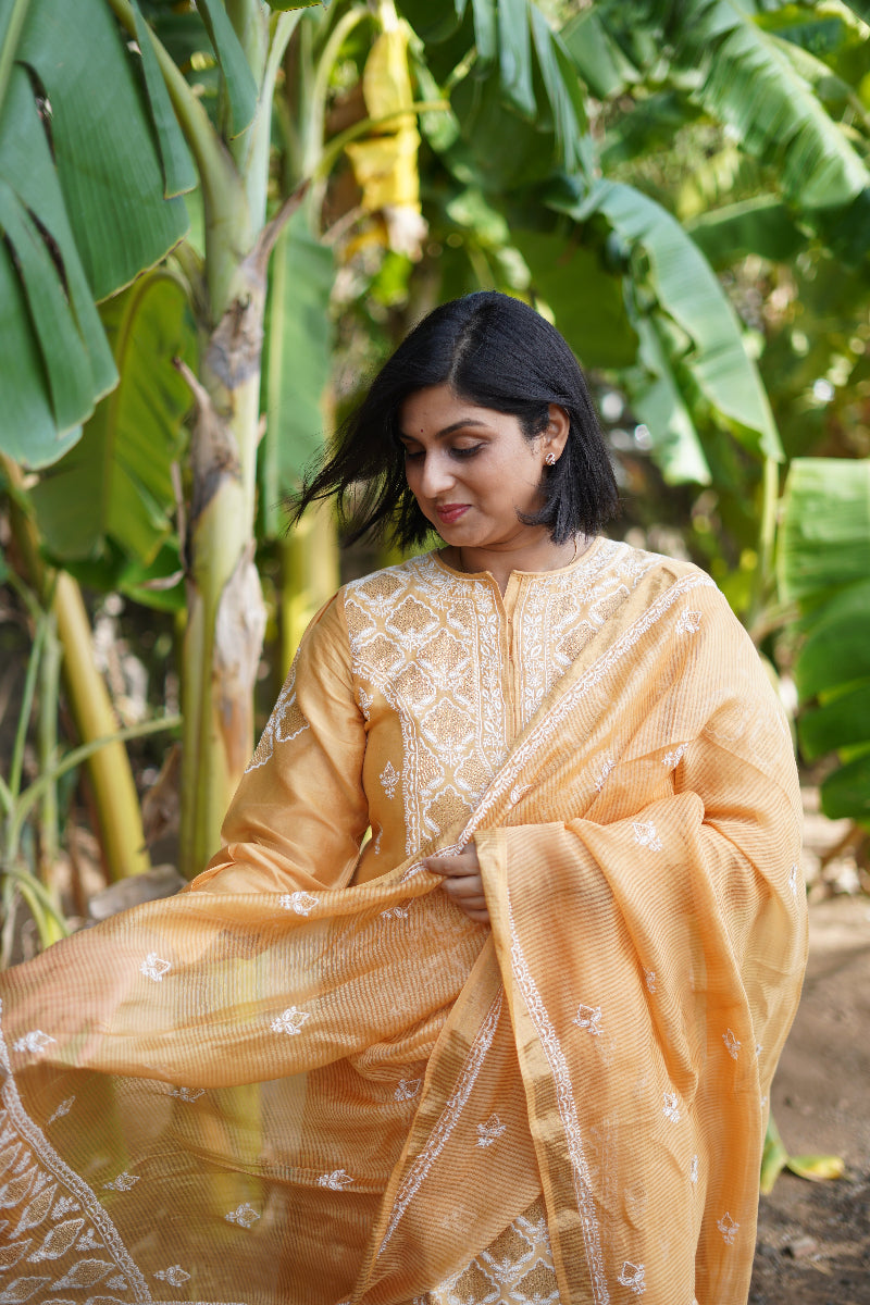 Golden Silk Suit Set