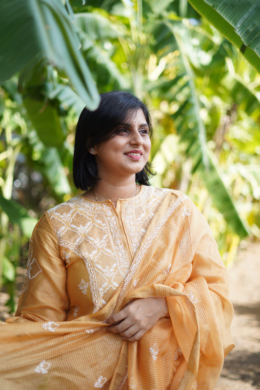 Golden Silk Suit Set