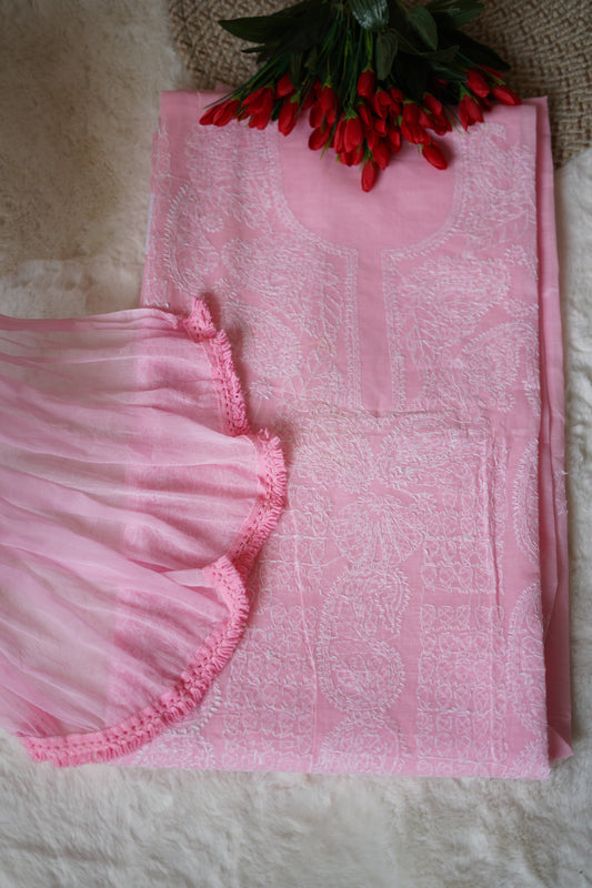 Baby Pink Cotton Suit Set - Garad Work