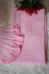 Baby Pink Cotton Unstitched Suit Set - Garad Work